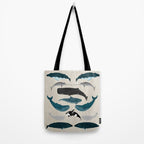 Whales - Pod of Whales Print by Andrea Lauren Tote Bag Gallery Image 2