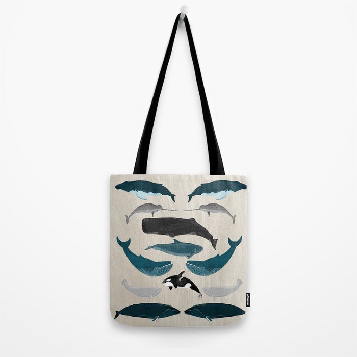 Whales - Pod of Whales Print by Andrea Lauren Tote Bag Gallery Image 2