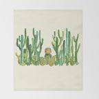 In my happy place - hedgehog meditating in cactus jungle Throw Blanket Gallery Image 2