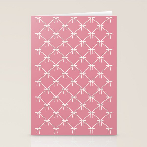 Bows & Ribbons Pattern LI 90s Bubblegum Pink Stationery Card Gallery Image 2