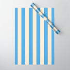 Retro Coastal Blue and White Stripes Wrapping Paper Gallery Image 1