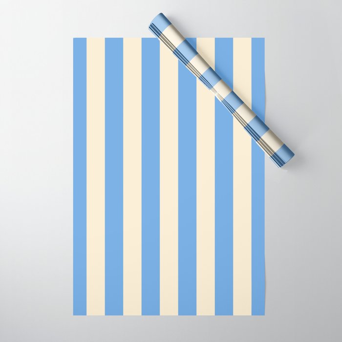 Retro Coastal Blue and White Stripes Wrapping Paper Gallery Image 1