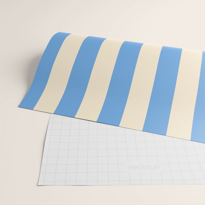 Retro Coastal Blue and White Stripes Wrapping Paper Gallery Image 2
