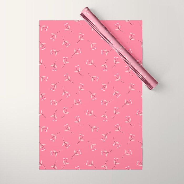 Pressed Posies - Retro Pink Wrapping Paper Gallery Image 1