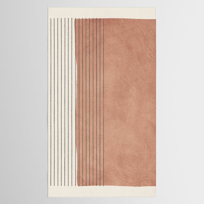 Terracotta Minimalist Lines Artwork Tablecloth Gallery Image 2