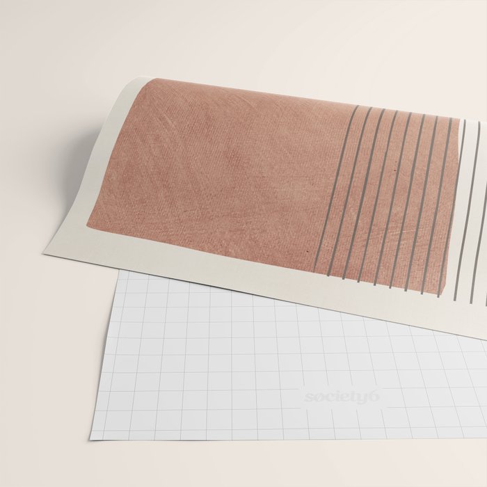 Terracotta Minimalist Lines Artwork Wrapping Paper Gallery Image 2