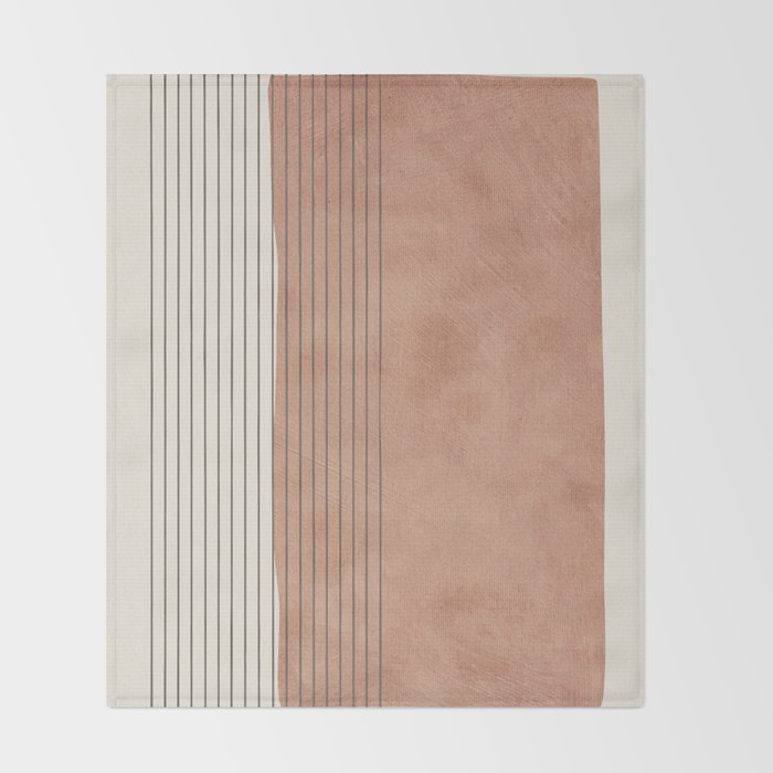 Terracotta Minimalist Lines Artwork Throw Blanket Gallery Image 2