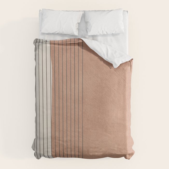Terracotta Minimalist Lines Artwork Duvet Cover Gallery Image 1