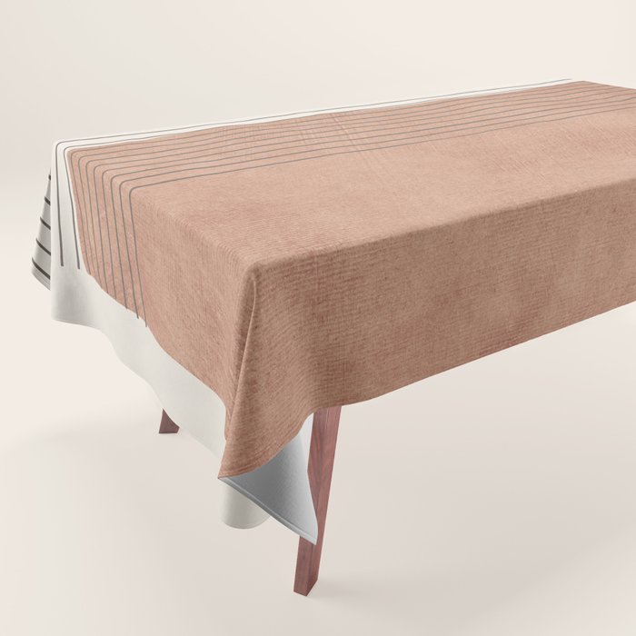 Terracotta Minimalist Lines Artwork Tablecloth Gallery Image 1