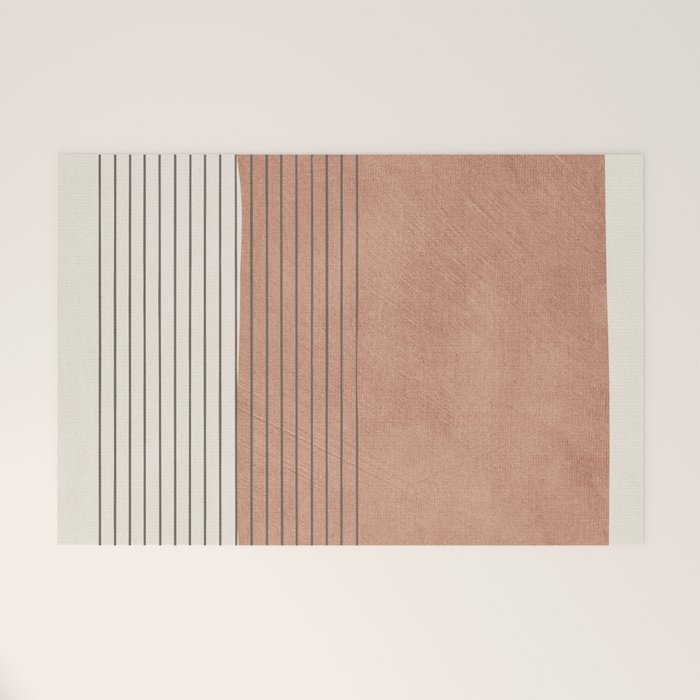 Terracotta Minimalist Lines Artwork Welcome Mat Gallery Image 1