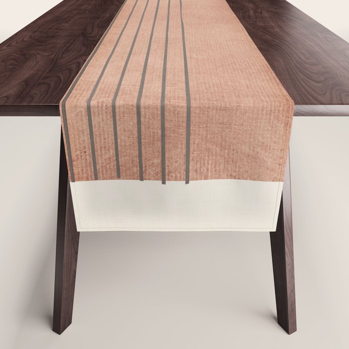 Terracotta Minimalist Lines Artwork Table Runner Gallery Image 1