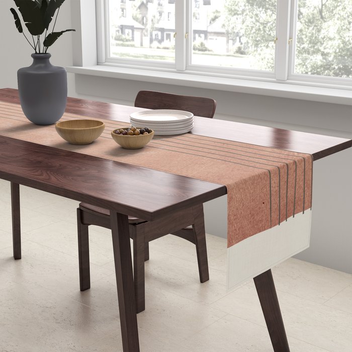 Terracotta Minimalist Lines Artwork Table Runner Gallery Image 2