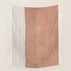 Terracotta Minimalist Lines Artwork Wall Tapestry Gallery Image 4