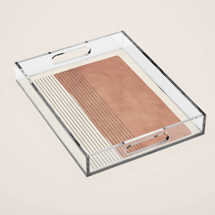 Terracotta Minimalist Lines Artwork Acrylic Tray Gallery Image 1