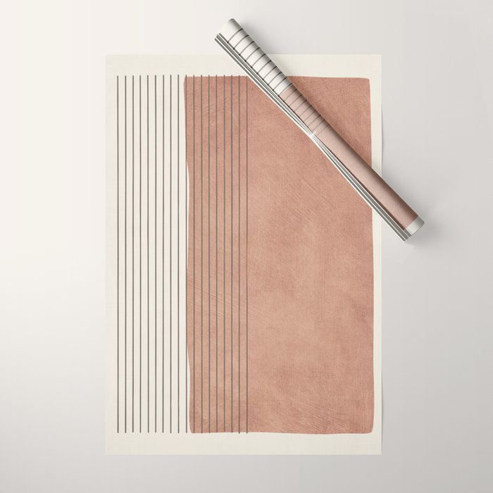 Terracotta Minimalist Lines Artwork Wrapping Paper Gallery Image 1