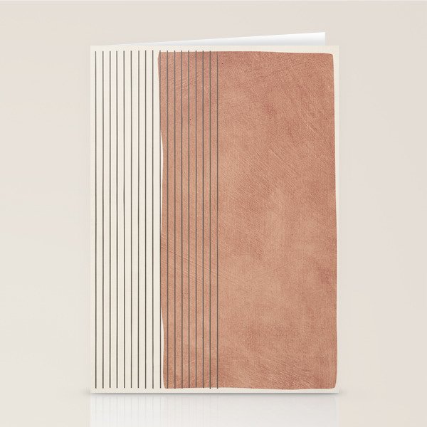 Terracotta Minimalist Lines Artwork Stationery Card Gallery Image 1
