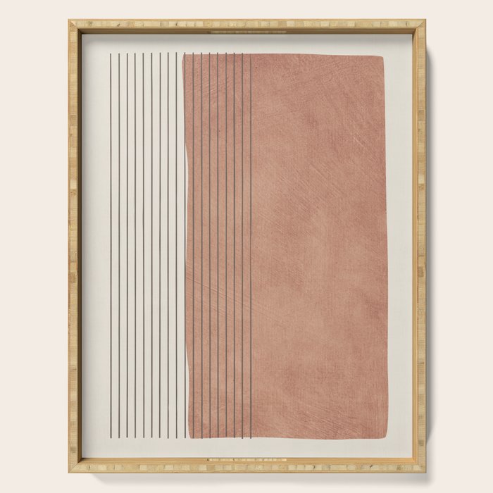 Terracotta Minimalist Lines Artwork Serving Tray Gallery Image 1