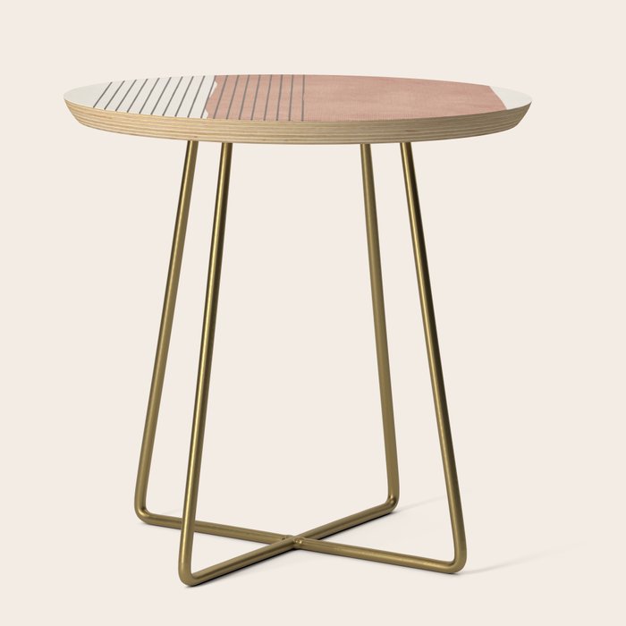 Terracotta Minimalist Lines Artwork Side Table Gallery Image 1