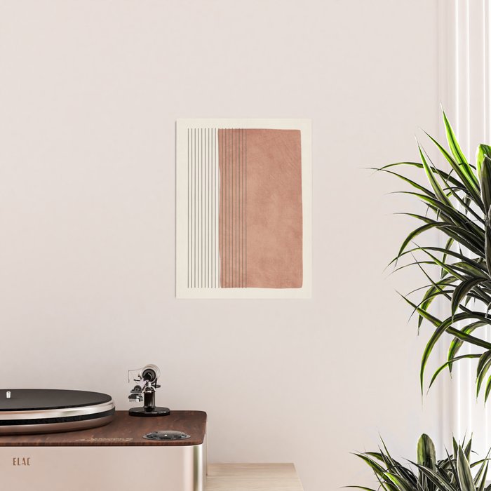 Terracotta Minimalist Lines Artwork Poster Gallery Image 2