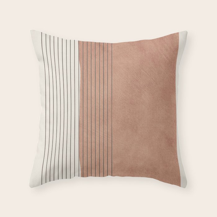 Terracotta Minimalist Lines Artwork Throw Pillow Gallery Image 6