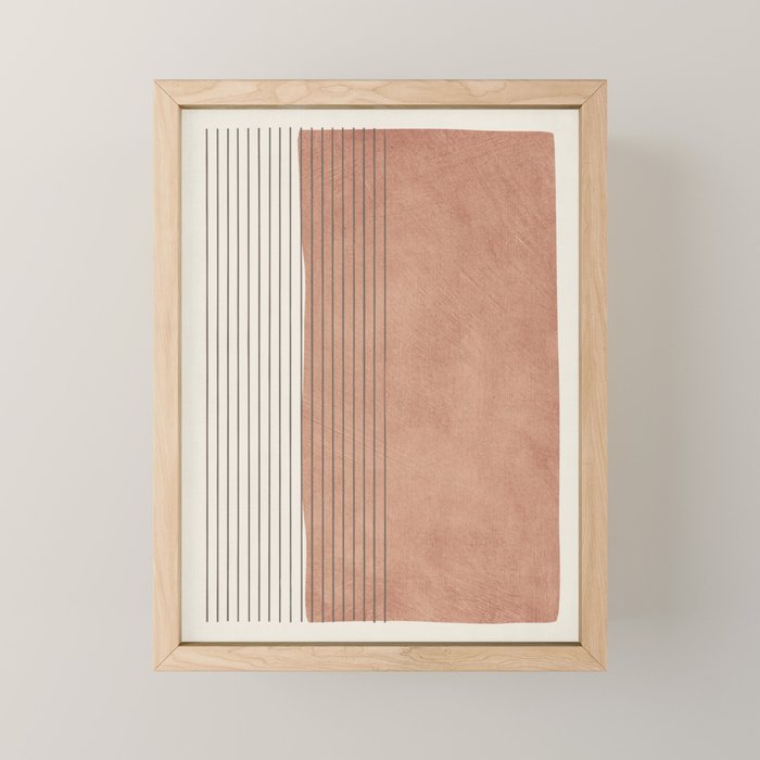 Terracotta Minimalist Lines Artwork Mini Art Print Gallery Image 1