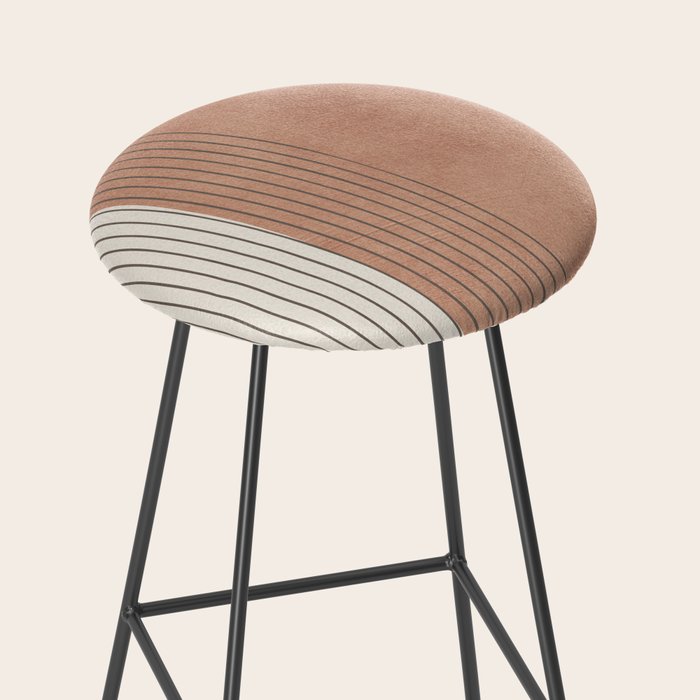 Terracotta Minimalist Lines Artwork Stool Gallery Image 2