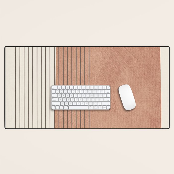 Terracotta Minimalist Lines Artwork Desk Mat Gallery Image 1