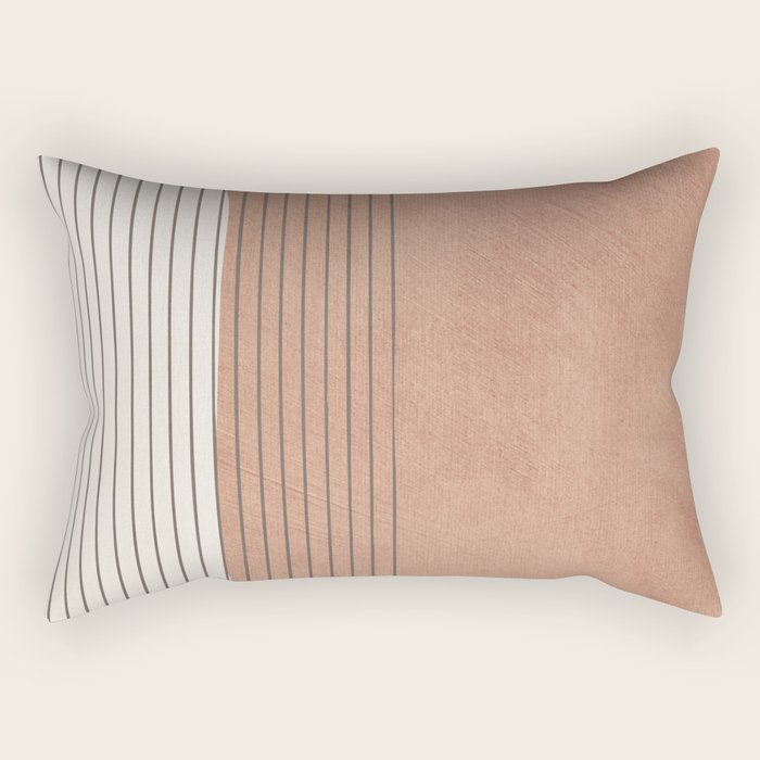 Terracotta Minimalist Lines Artwork Rectangular Pillow Gallery Image 2