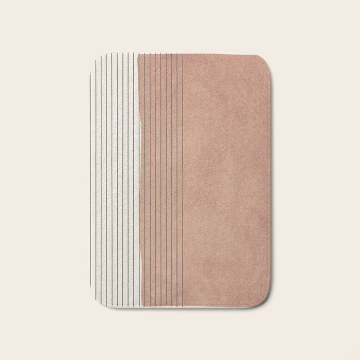 Terracotta Minimalist Lines Artwork Bath Mat Gallery Image 1