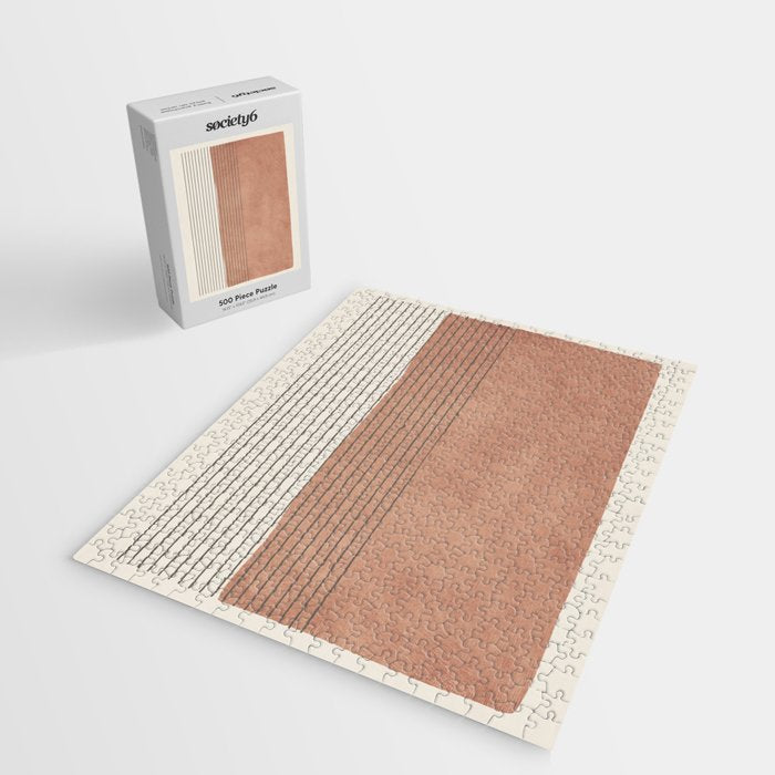 Terracotta Minimalist Lines Artwork Jigsaw Puzzle Gallery Image 2