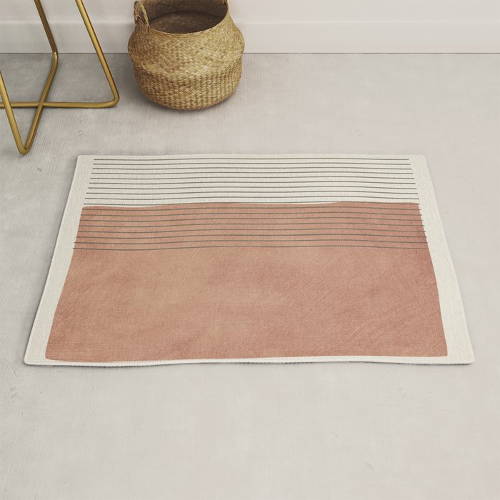Terracotta Minimalist Lines Artwork Rug Gallery Image 1