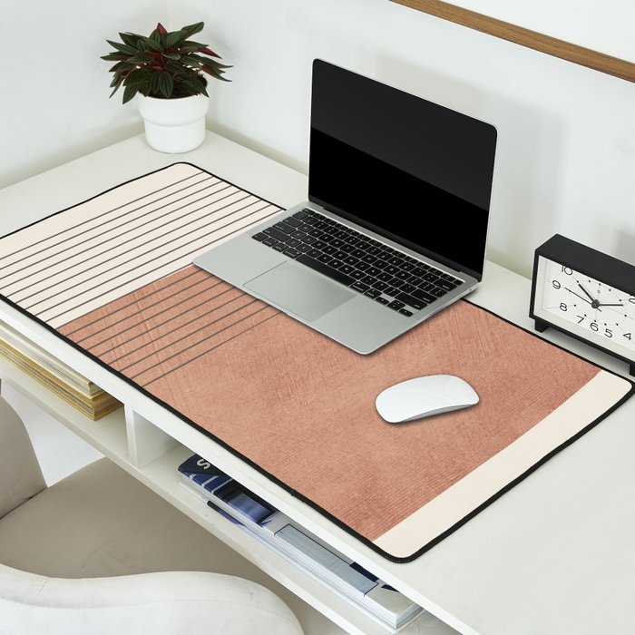 Terracotta Minimalist Lines Artwork Desk Mat Gallery Image 2