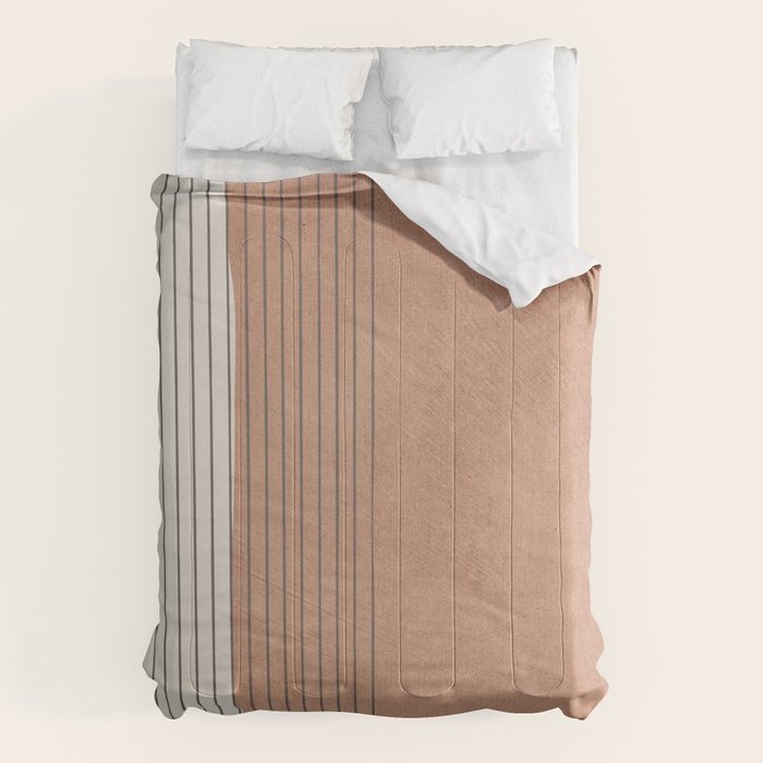 Terracotta Minimalist Lines Artwork Comforter Gallery Image 1