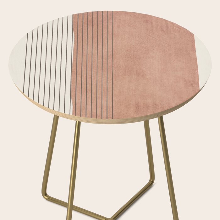 Terracotta Minimalist Lines Artwork Side Table Gallery Image 2