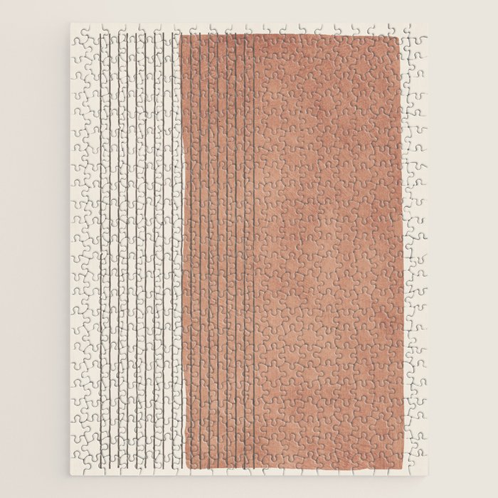 Terracotta Minimalist Lines Artwork Jigsaw Puzzle Gallery Image 1