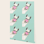 Bubblegum Sneaky Llama in Green Wallpaper Gallery Image 2