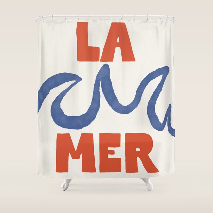 Retro Coastal Art Print - La Mer Shower Curtain Gallery Image 1