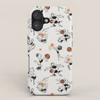 Basketball Fun Comic Illustration Pattern with Balls on Grey Background iPhone Case Gallery Image 1