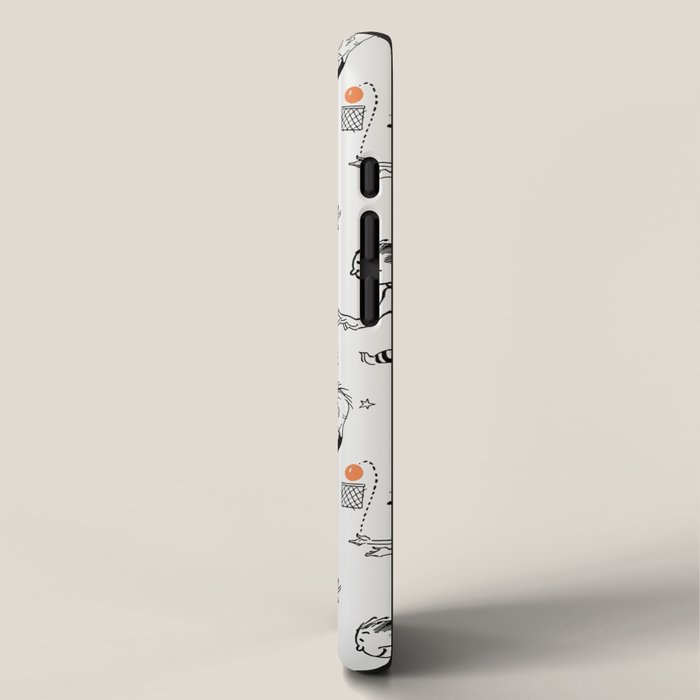 Basketball Fun Comic Illustration Pattern with Balls on Grey Background iPhone Case Gallery Image 2