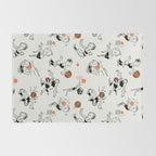 Basketball Fun Comic Illustration Pattern with Balls on Grey Background Rug Gallery Image 2