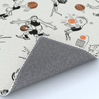 Basketball Fun Comic Illustration Pattern with Balls on Grey Background Rug Gallery Image 4