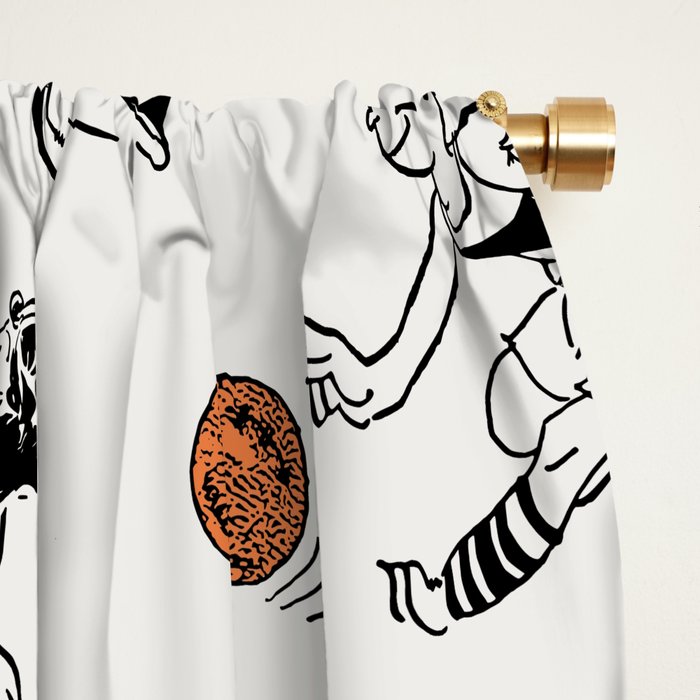 Basketball Fun Comic Illustration Pattern with Balls on Grey Background Window Curtain Gallery Image 2