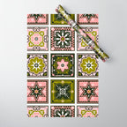 Talavera Mexican Tile - Blush & Sage Palette Wrapping Paper Gallery Image 1