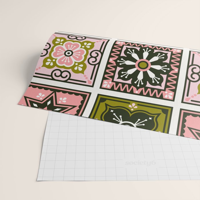 Talavera Mexican Tile - Blush & Sage Palette Wrapping Paper Gallery Image 2