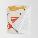Festive Birds retro pattern Throw Blanket Gallery Image 3