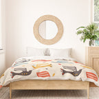 Festive Birds retro pattern Duvet Cover Gallery Image 3