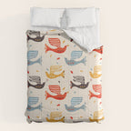 Festive Birds retro pattern Comforter Gallery Image 6