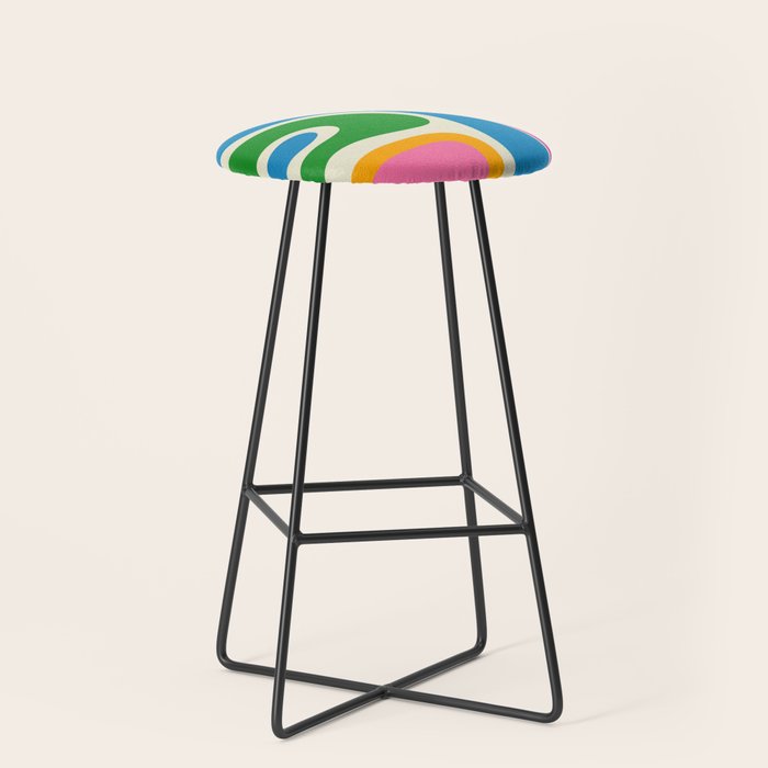 Retro Copacetic Colorful Fun Abstract Pattern Stool Gallery Image 1