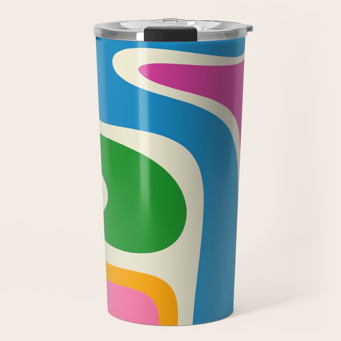 Retro Copacetic Colorful Fun Abstract Pattern Travel Mug Gallery Image 1