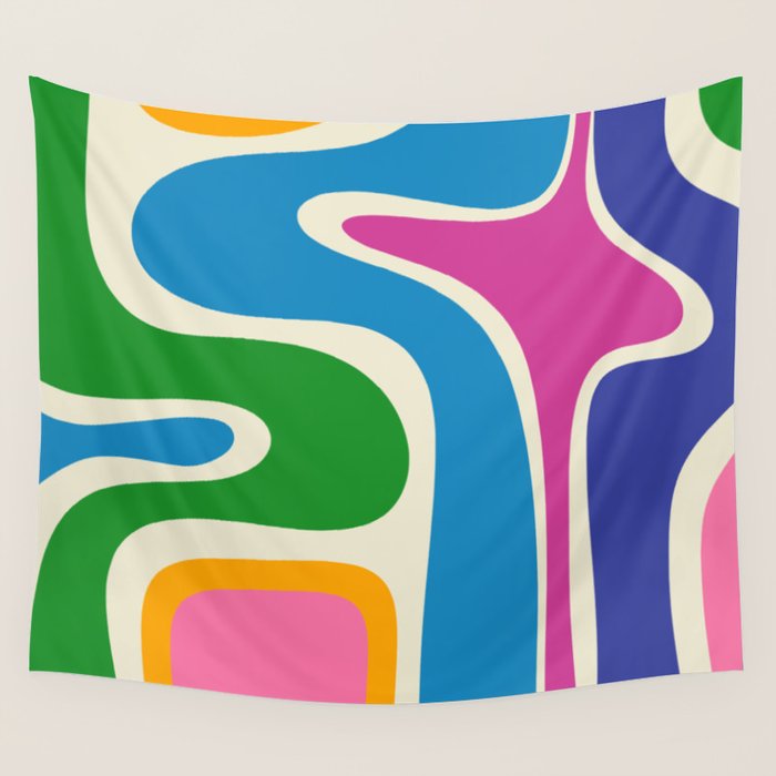 Retro Copacetic Colorful Fun Abstract Pattern Wall Tapestry Gallery Image 4